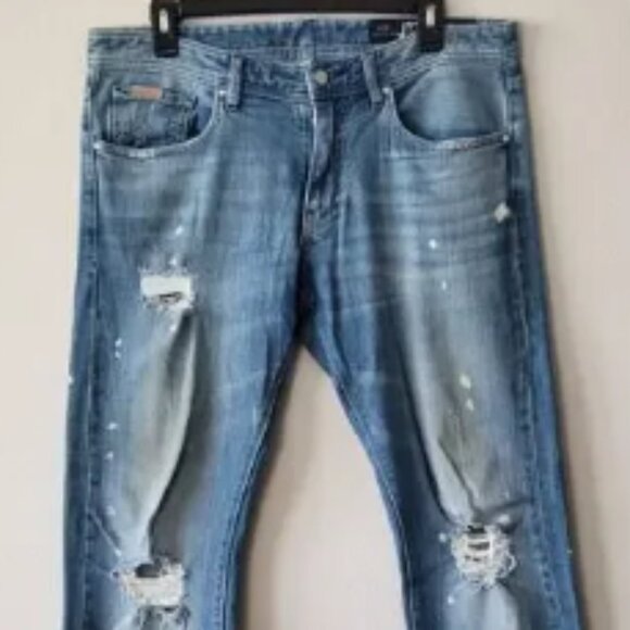 Armani Exchange Men's Blue Jeans J13 Slim Sz 32 Distress - Picture 1 of 5